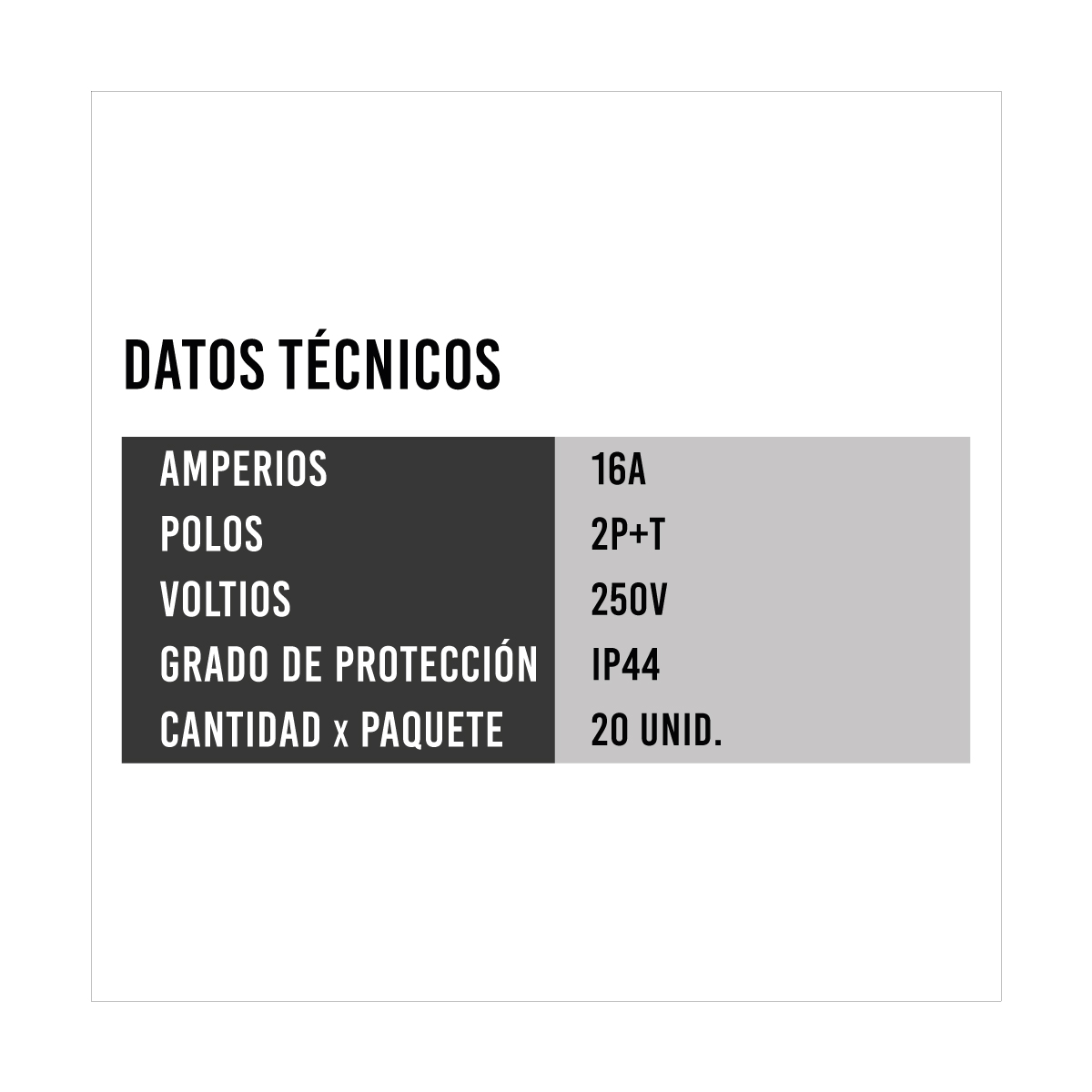 Enchufe Schuko 16 A 2P+T 250 V GRIS IP44 Multi-Grip — BALS - Imagen 2