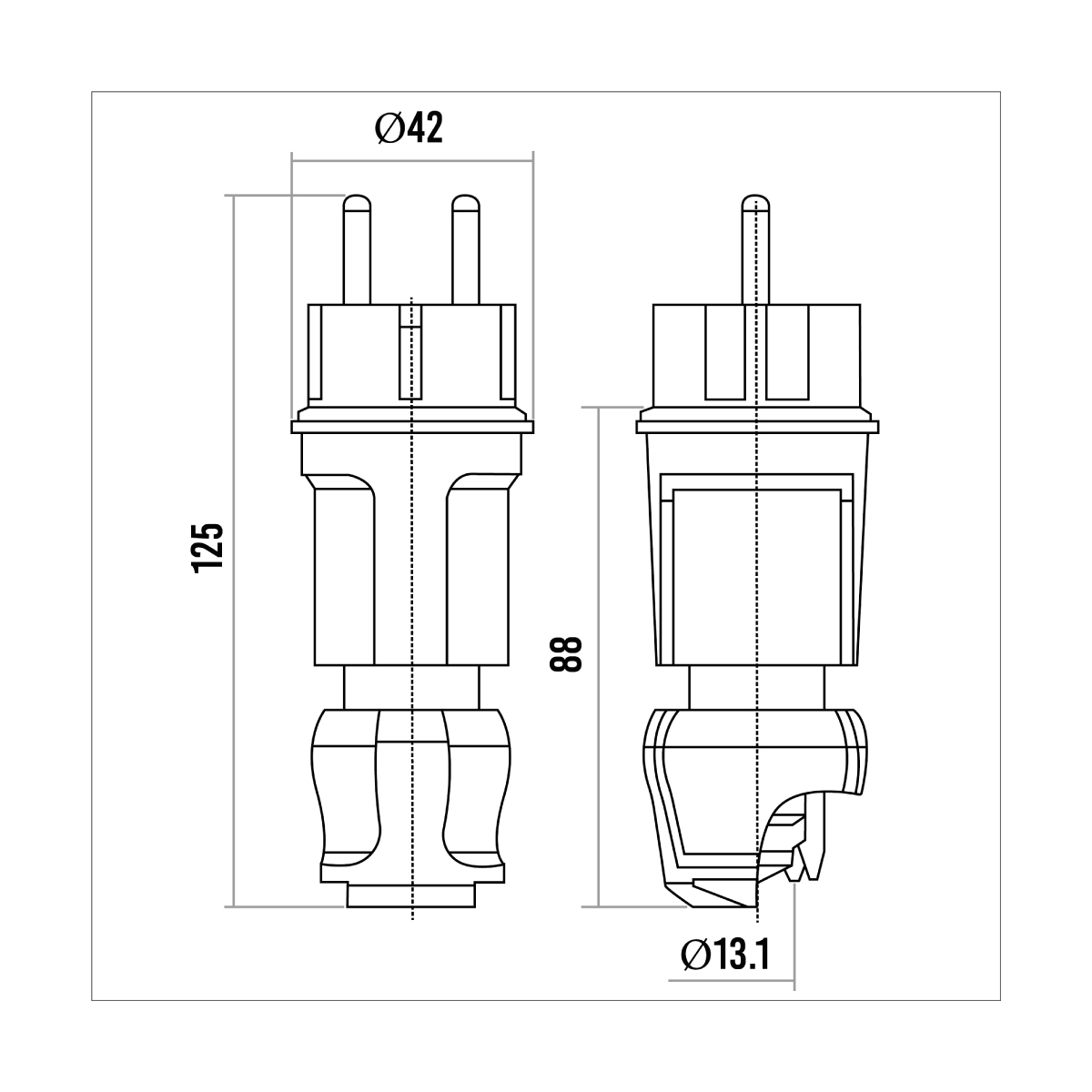 Enchufe aéreo SCHUKO 32 A 2P+T 250 V NEGRO IP44 — BALS - Imagen 3