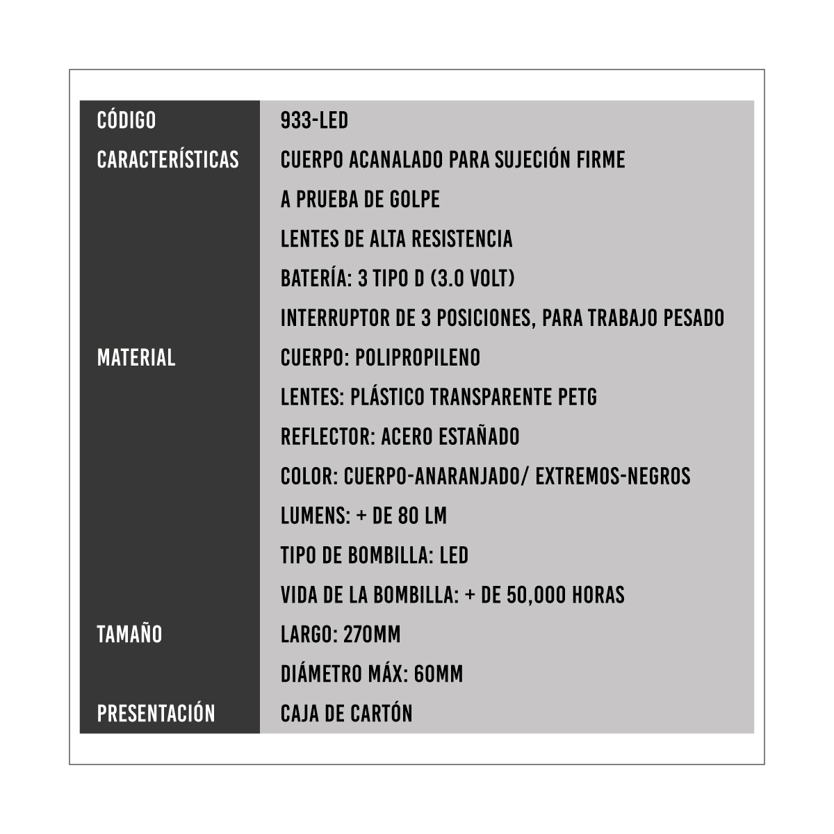 Linterna antiexplosiva impermeable LED para 3 pilas D 933-LED — Fulton - Imagen 3