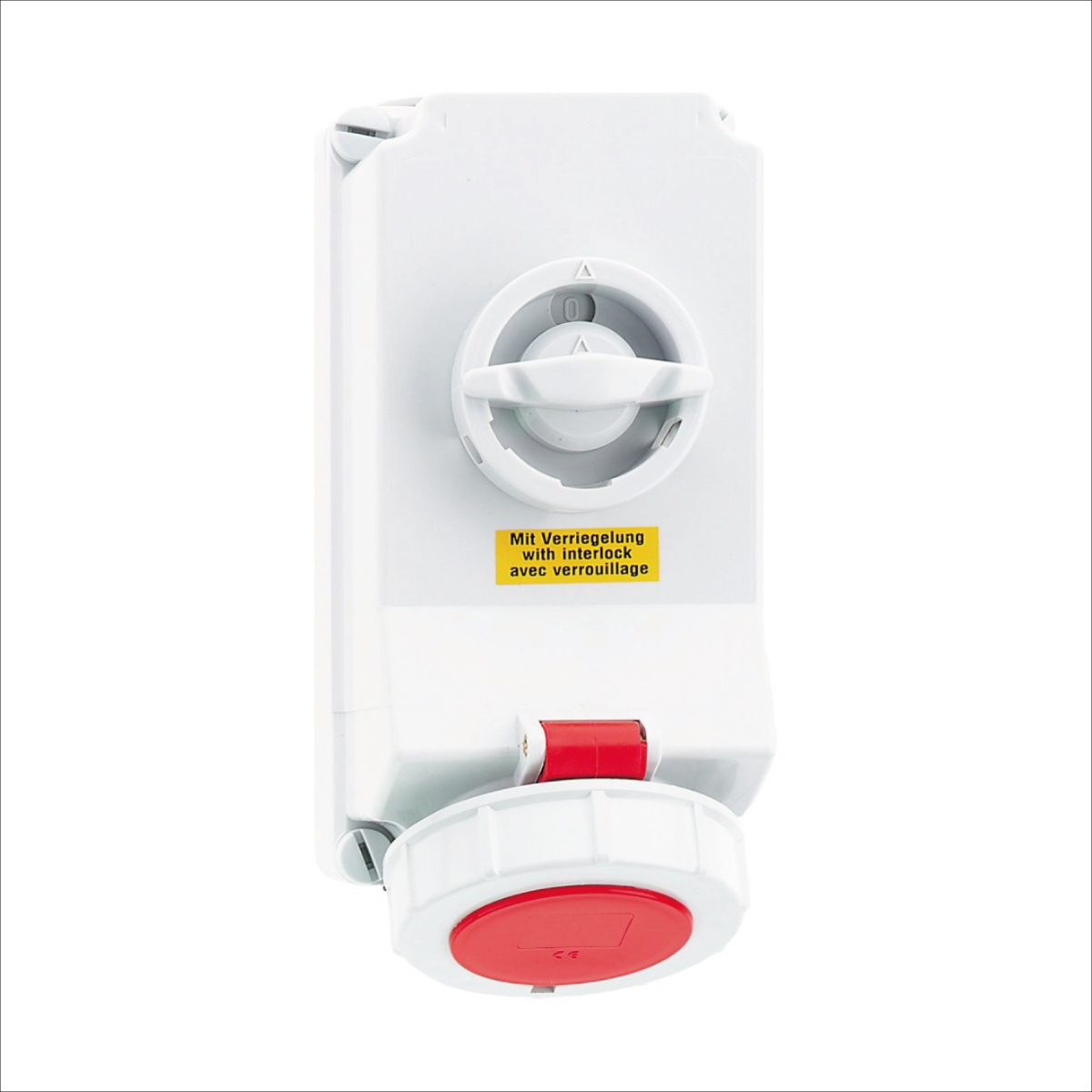 toma visible 32A 4P 415V rojo 6h IP67 c/interruptor p/enclavamiento mecánico