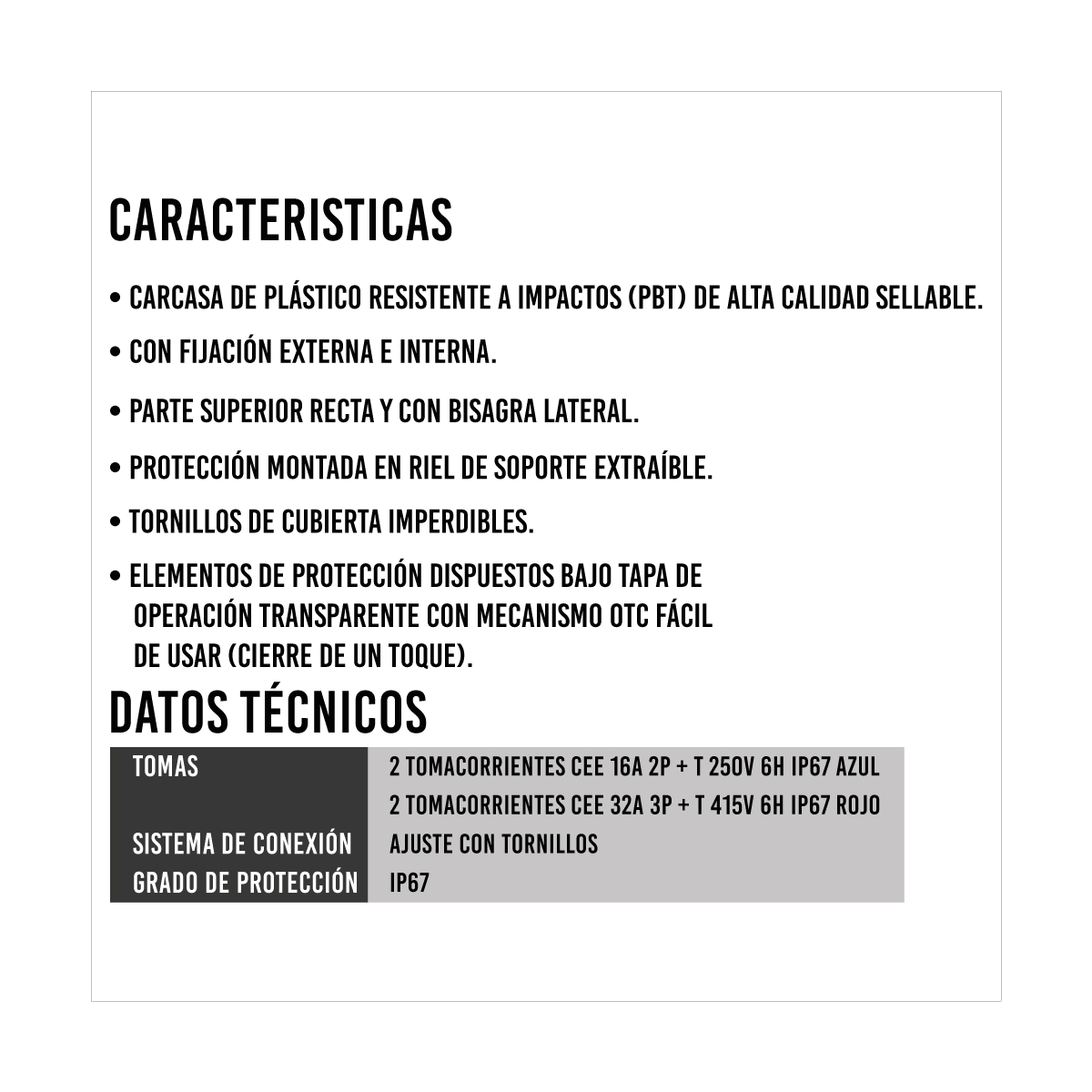 Variabox 2 TOMAS 380 V DE 32A 3P +T 2 TOMA 16A2P+T 250 V — BALS