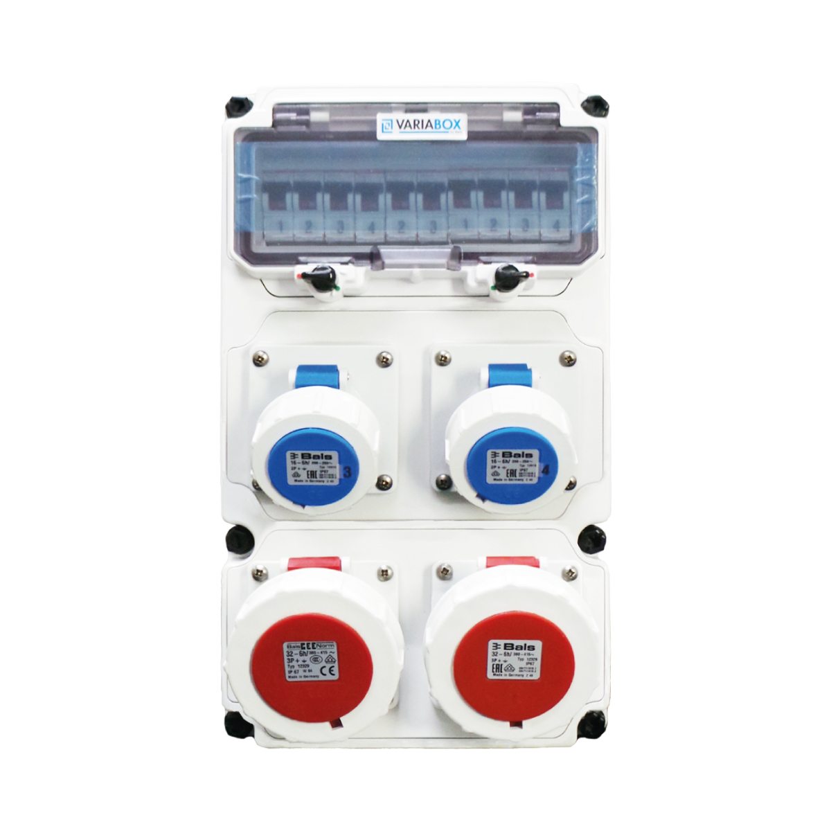 VARIABOX 2 TOMAS 380V DE 32A 3P +T 2 TOMA 16A2P+T 250V